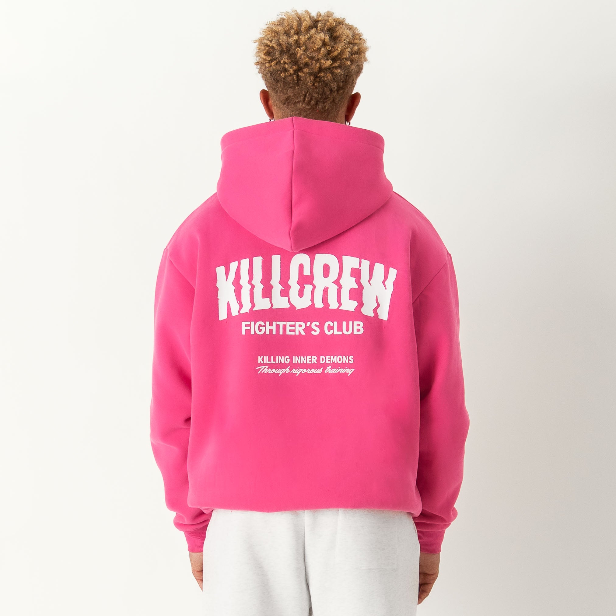 OVERSIZED LUX RIGOROUS TRAINING HOODIE - PINK / WHITE