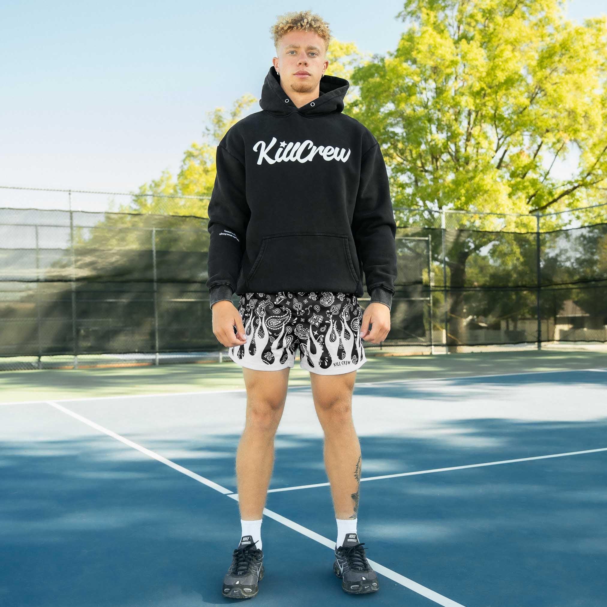 OVERSIZED LUX "SCRIPT" HOODIE - BLACK / WHITE