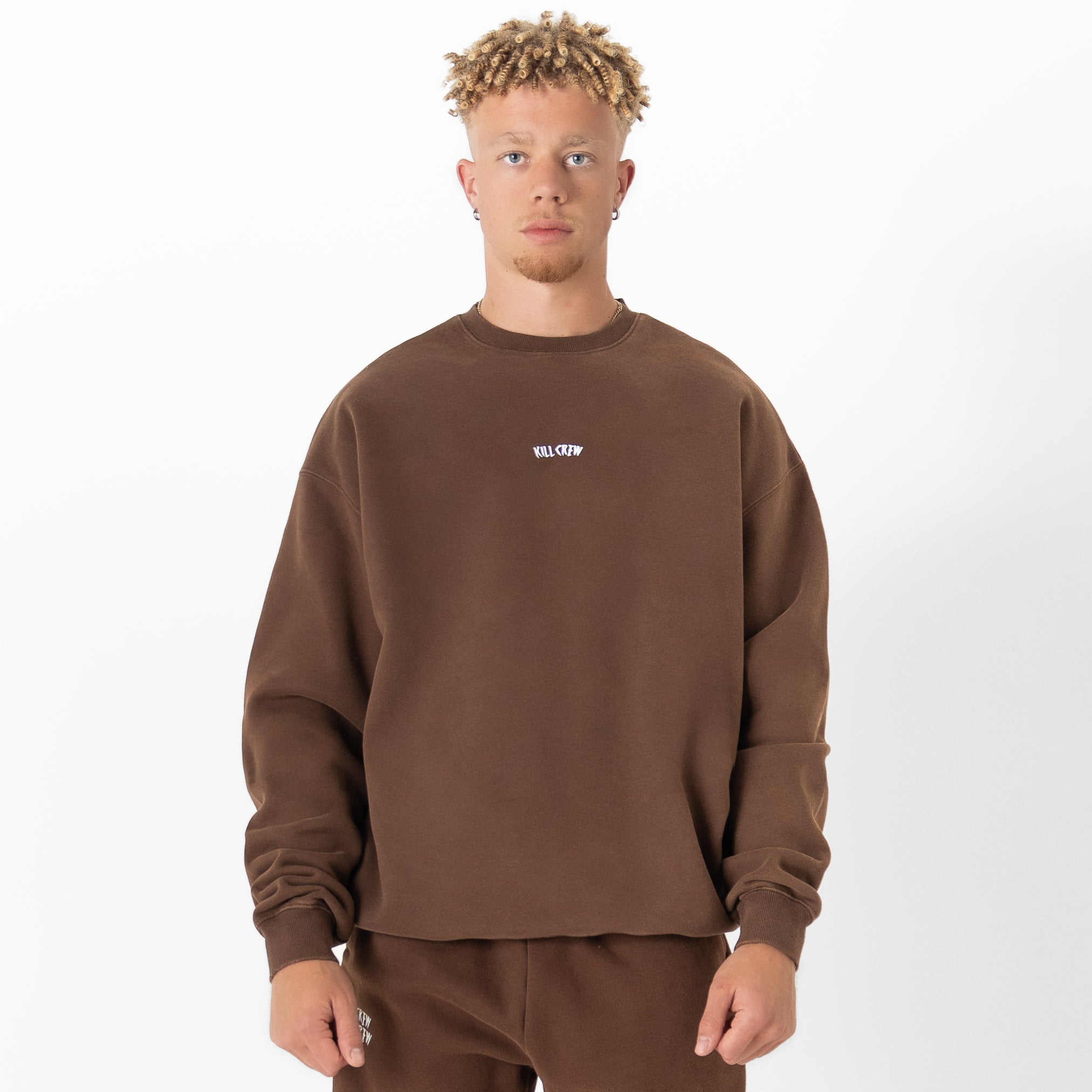 OVERSIZED LUX "SIMPLE" CREWNECK - BROWN