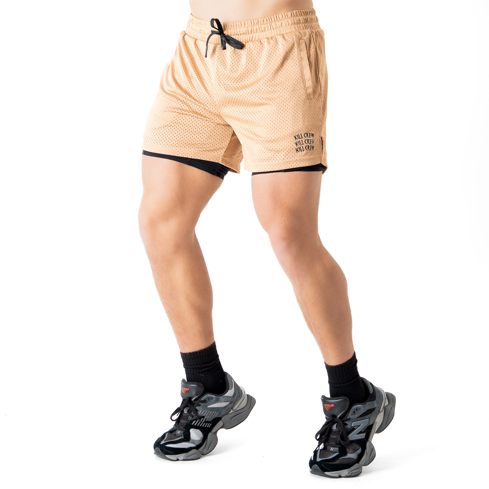TRAINING SHORT WITH LINER - SAND