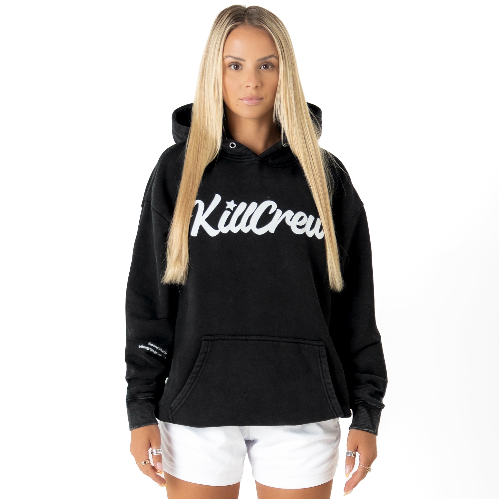 OVERSIZED LUX "SCRIPT" HOODIE - BLACK / WHITE