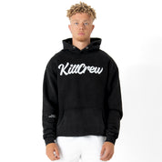 OVERSIZED LUX "SCRIPT" HOODIE - BLACK / WHITE