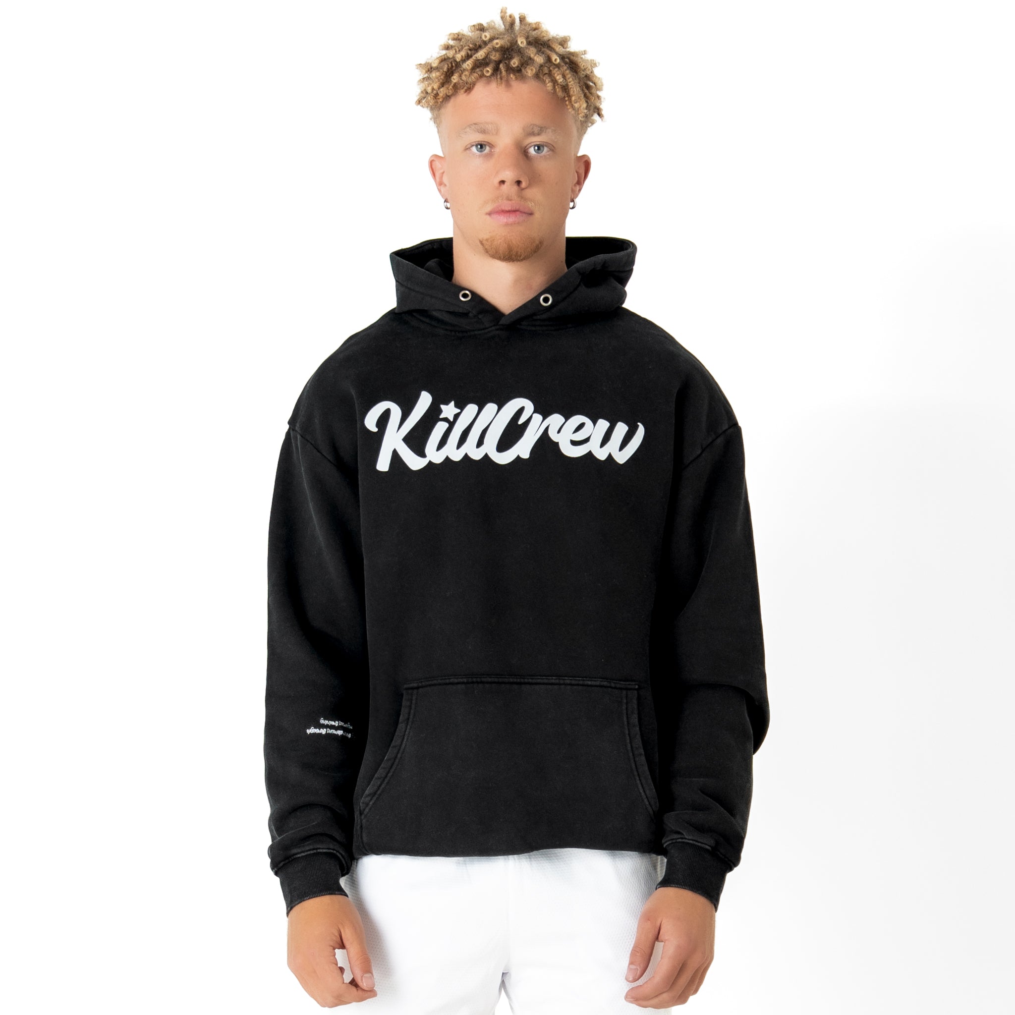OVERSIZED LUX "SCRIPT" HOODIE - BLACK / WHITE