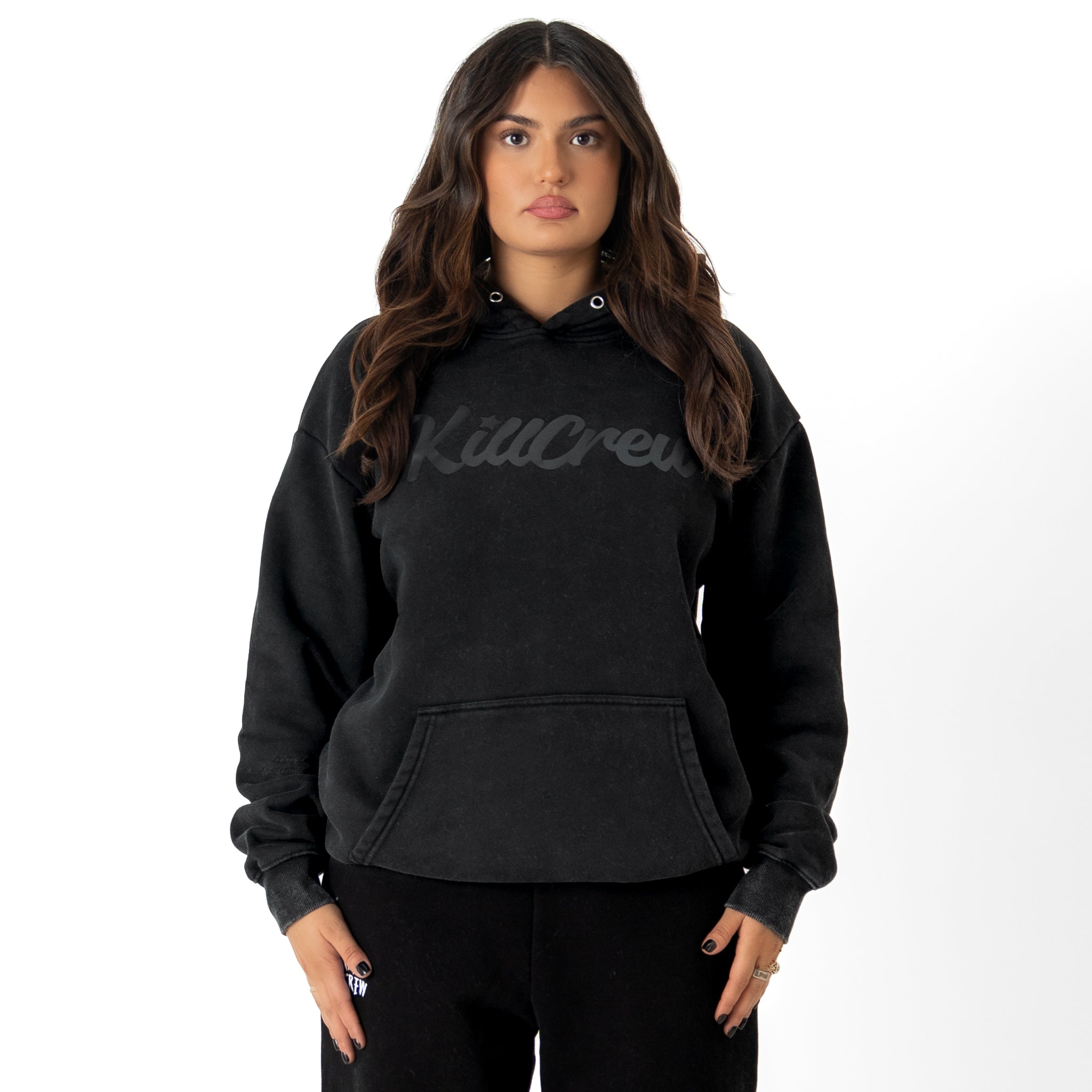 OVERSIZED LUX "SCRIPT" HOODIE - BLACKOUT