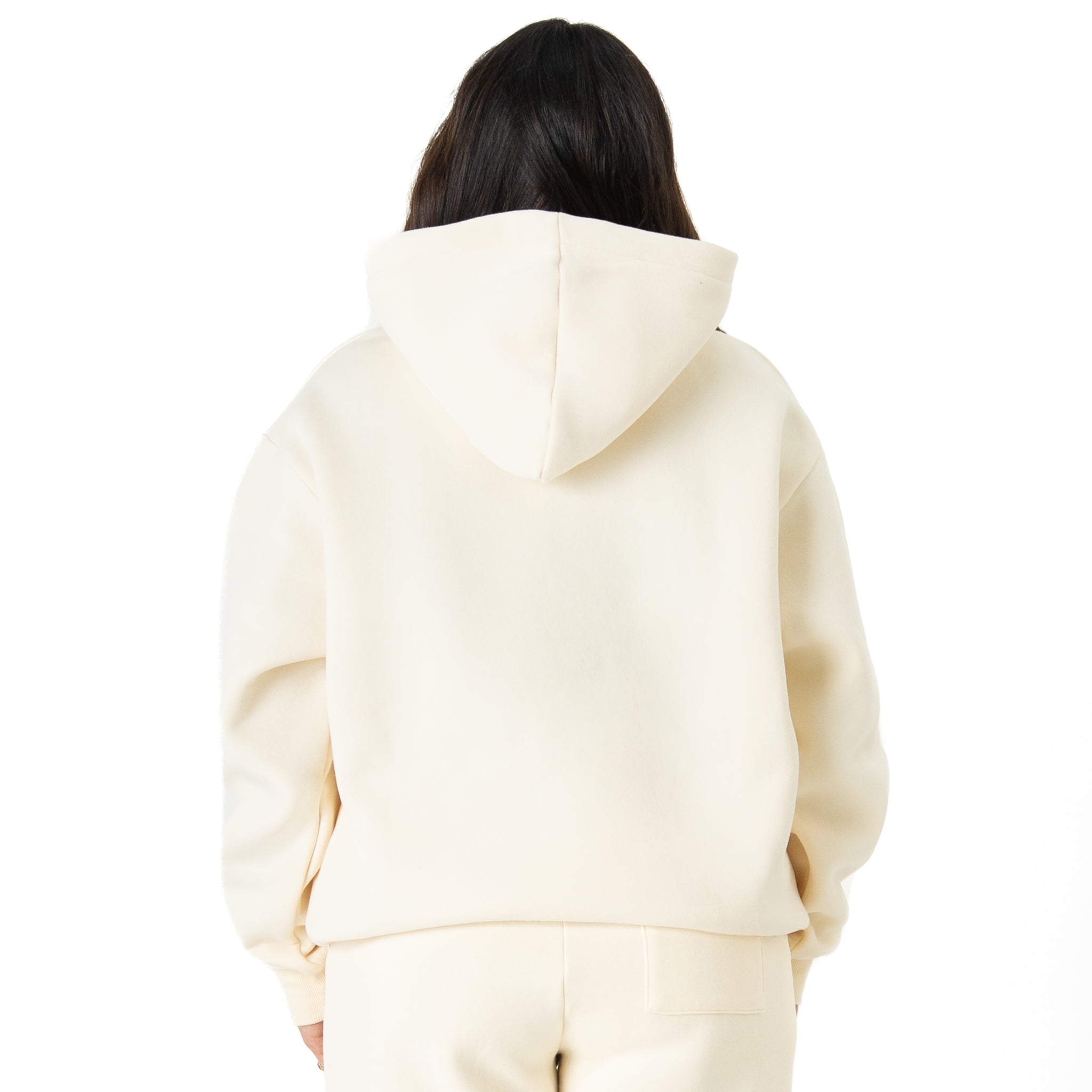 OVERSIZED LUX "SCRIPT" HOODIE - CREAM / BLACK