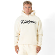 OVERSIZED LUX "SCRIPT" HOODIE - CREAM / BLACK