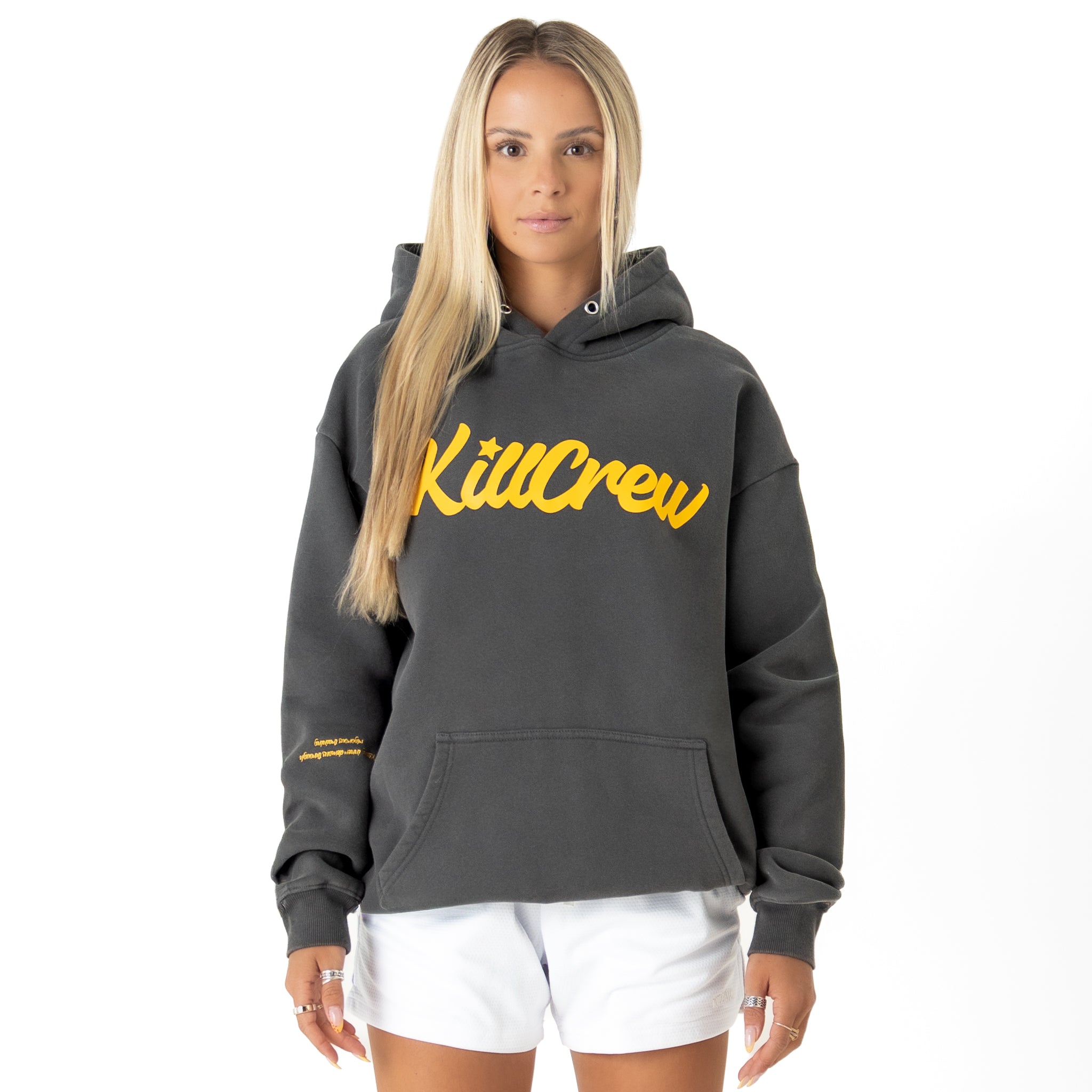 OVERSIZED LUX "SCRIPT" HOODIE - GREY / GOLD