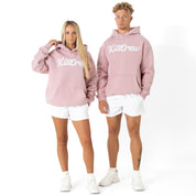 OVERSIZED LUX "SCRIPT" HOODIE - ROSÉ / WHITE