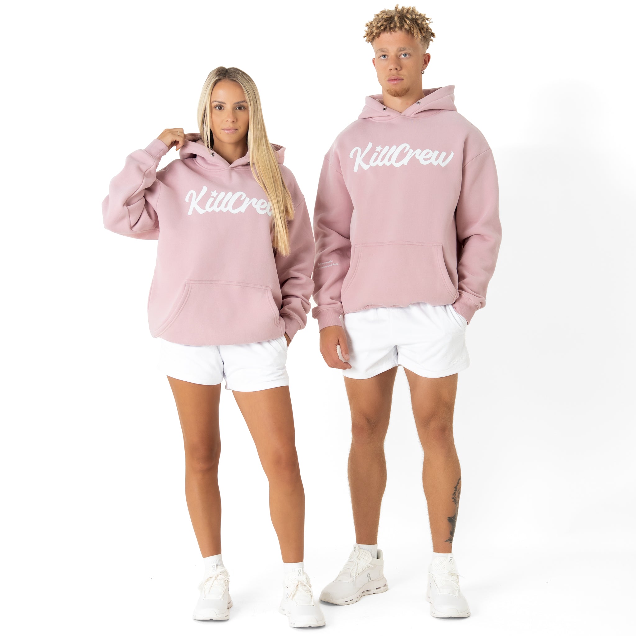 OVERSIZED LUX "SCRIPT" HOODIE - ROSÉ / WHITE