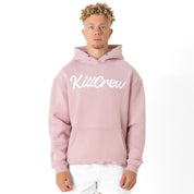OVERSIZED LUX "SCRIPT" HOODIE - ROSÉ / WHITE