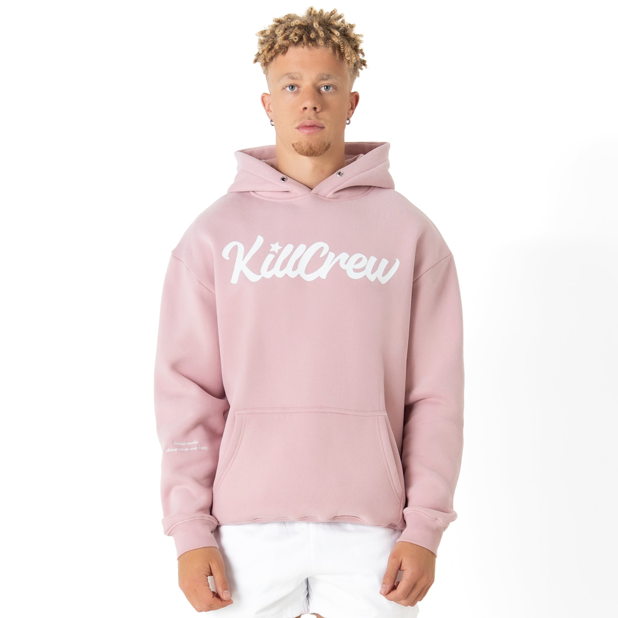 OVERSIZED LUX "SCRIPT" HOODIE - ROSÉ / WHITE