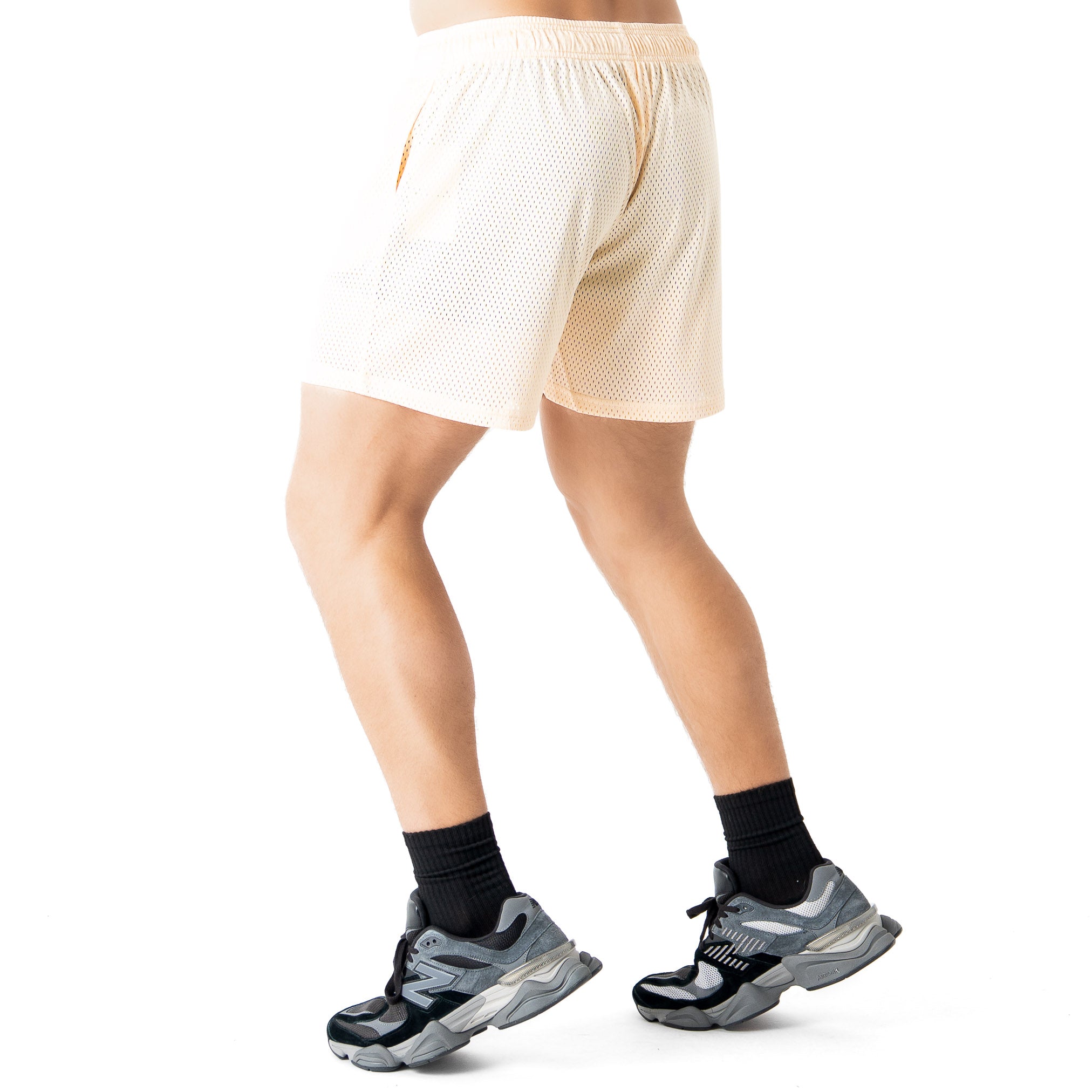 VENTED MESH SHORTS SCRIPT - CREAM / BLACK