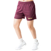 VENTED MESH SHORTS SCRIPT - MAROON / GOLD