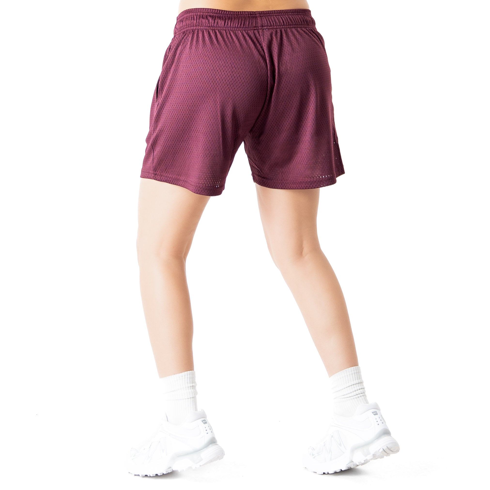 VENTED MESH SHORTS SCRIPT - MAROON / GOLD