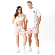 VENTED MESH SHORTS SCRIPT - ROSE / WHITE