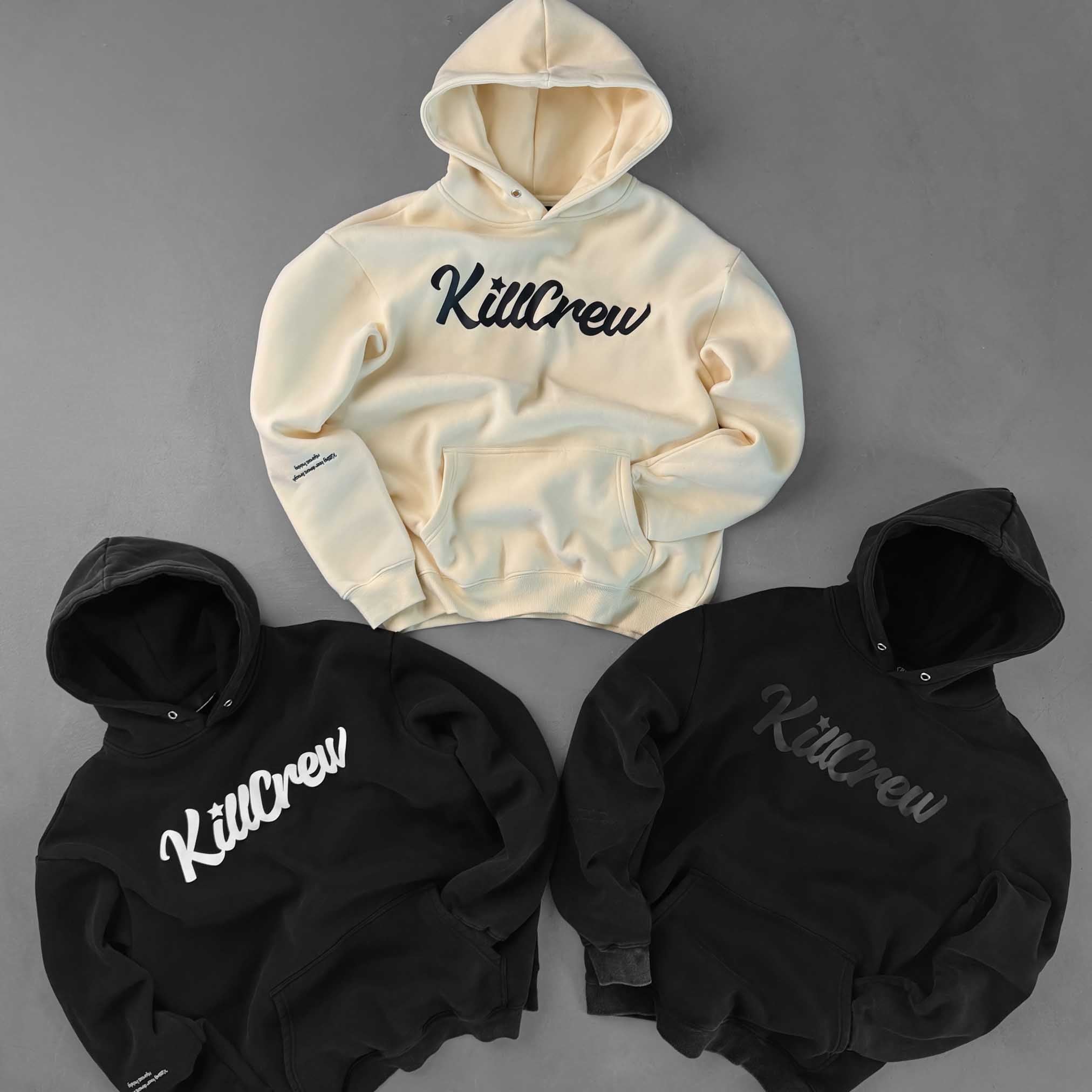 OVERSIZED LUX "SCRIPT" HOODIE - BLACK / WHITE