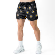MUAY THAI SHORTS (MID THIGH CUT) SUNFLOWER - BLACKOUT
