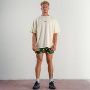 MUAY THAI SHORTS (MID THIGH CUT) SUNFLOWER - GREEN