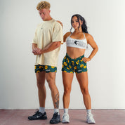 MUAY THAI SHORTS (MID THIGH CUT) SUNFLOWER - GREEN