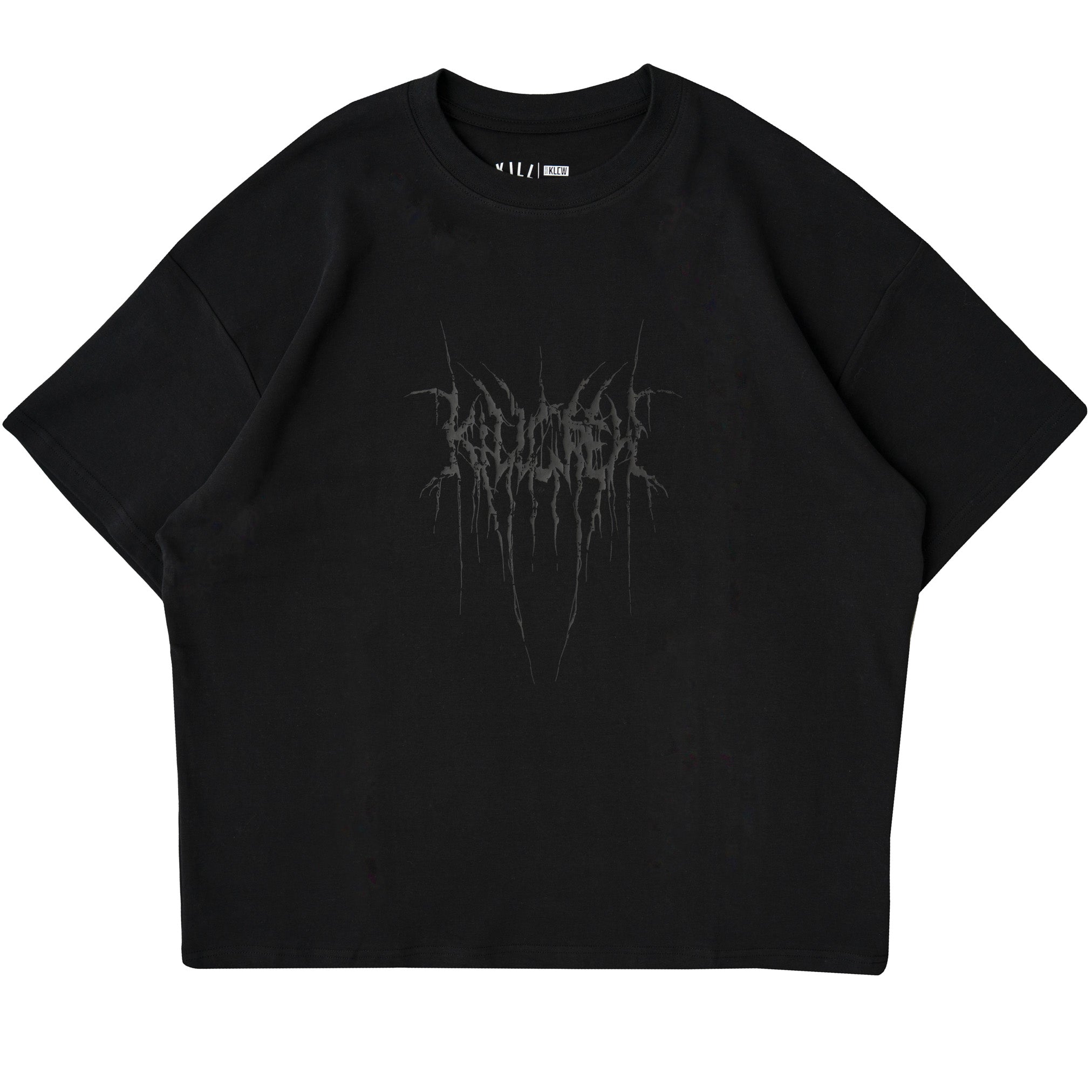RELAXED FIT NATURAL COTTON "SWEAT & BLEED" T-SHIRT - BLACKOUT