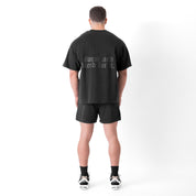 RELAXED FIT NATURAL COTTON "SWEAT & BLEED" T-SHIRT - BLACKOUT