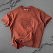 RELAXED FIT NATURAL COTTON "SWEAT & BLEED" T-SHIRT - BROWN