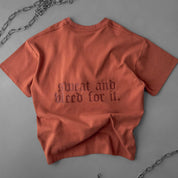 RELAXED FIT NATURAL COTTON "SWEAT & BLEED" T-SHIRT - BROWN