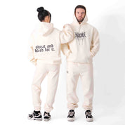 OVERSIZED LUX HOODIE "SWEAT & BLEED" - CREAM