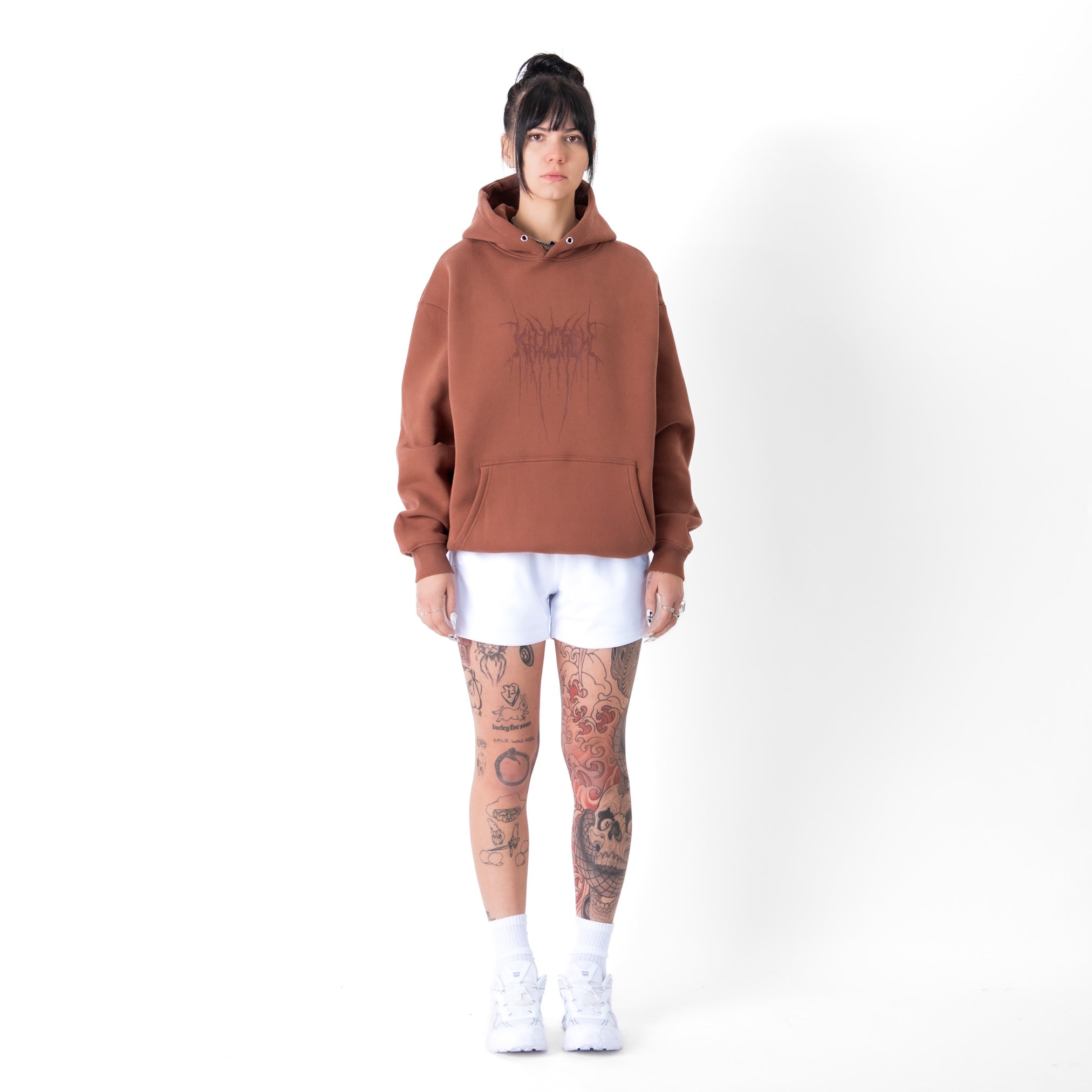 OVERSIZED LUX HOODIE "SWEAT & BLEED" - BROWN