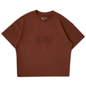 RELAXED FIT NATURAL COTTON "SWEAT & BLEED" T-SHIRT - BROWN