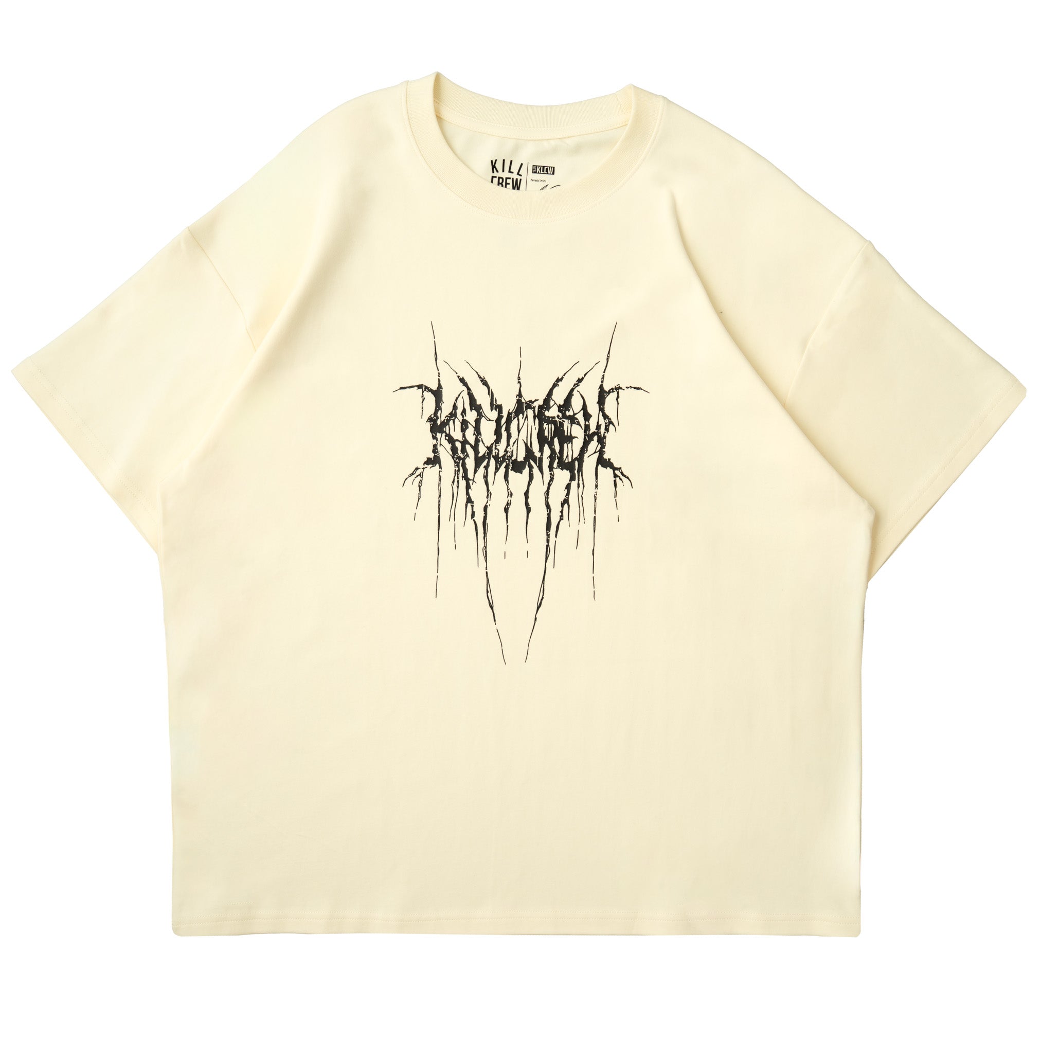 RELAXED FIT NATURAL COTTON "SWEAT & BLEED" T-SHIRT - CREAM