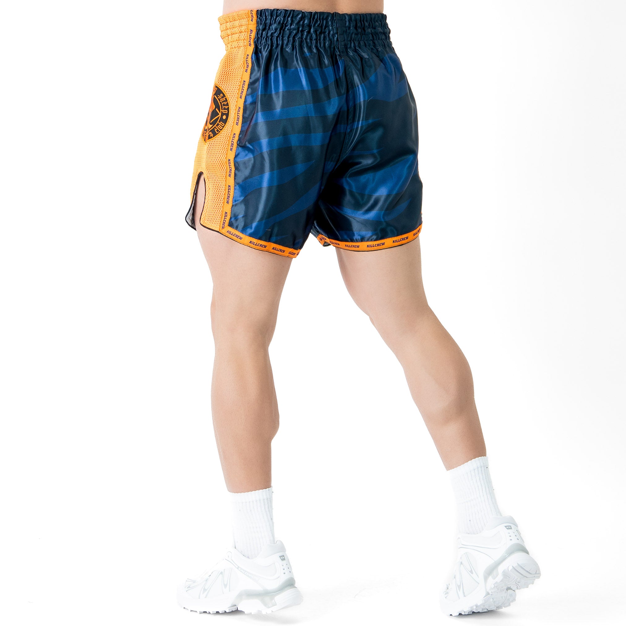 MUAY THAI FIGHT SHORTS -  TIGER ORANGE / BLUE