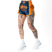 MUAY THAI FIGHT SHORTS -  TIGER ORANGE / BLUE