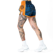 MUAY THAI FIGHT SHORTS -  TIGER ORANGE / BLUE