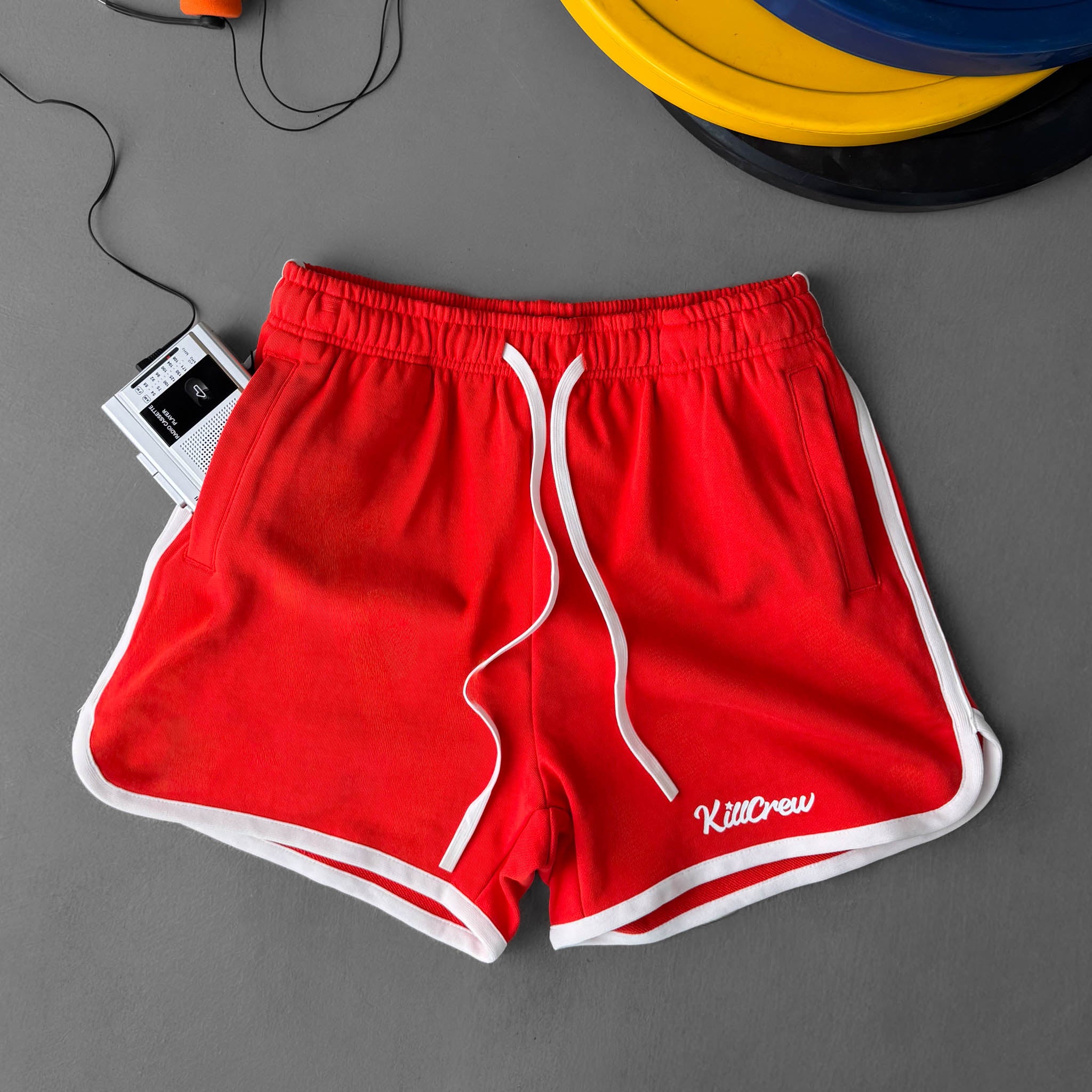 VINTAGE COTTON SHORTS (MID THIGH CUT) - RED