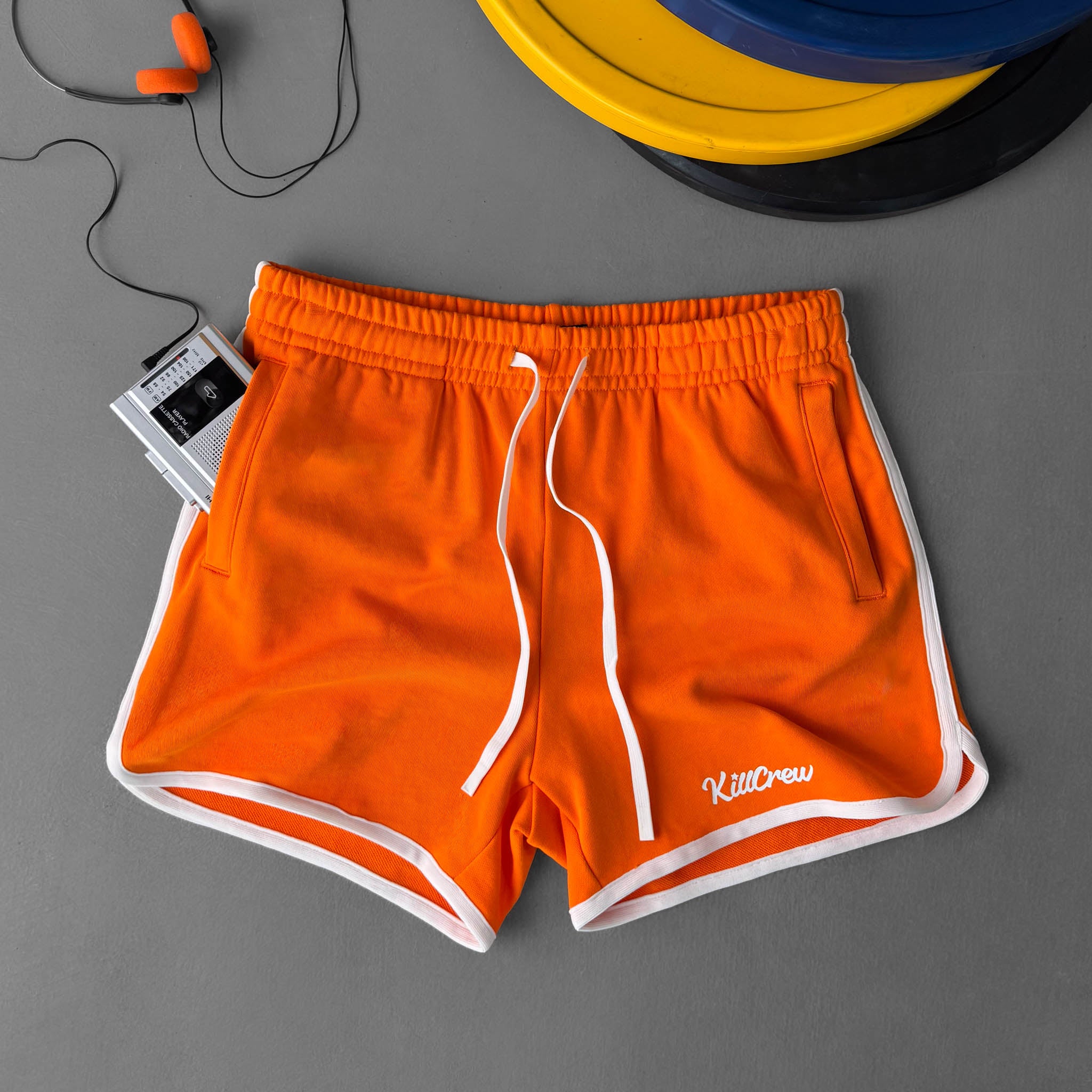 VINTAGE COTTON SHORTS (MID THIGH CUT) - ORANGE