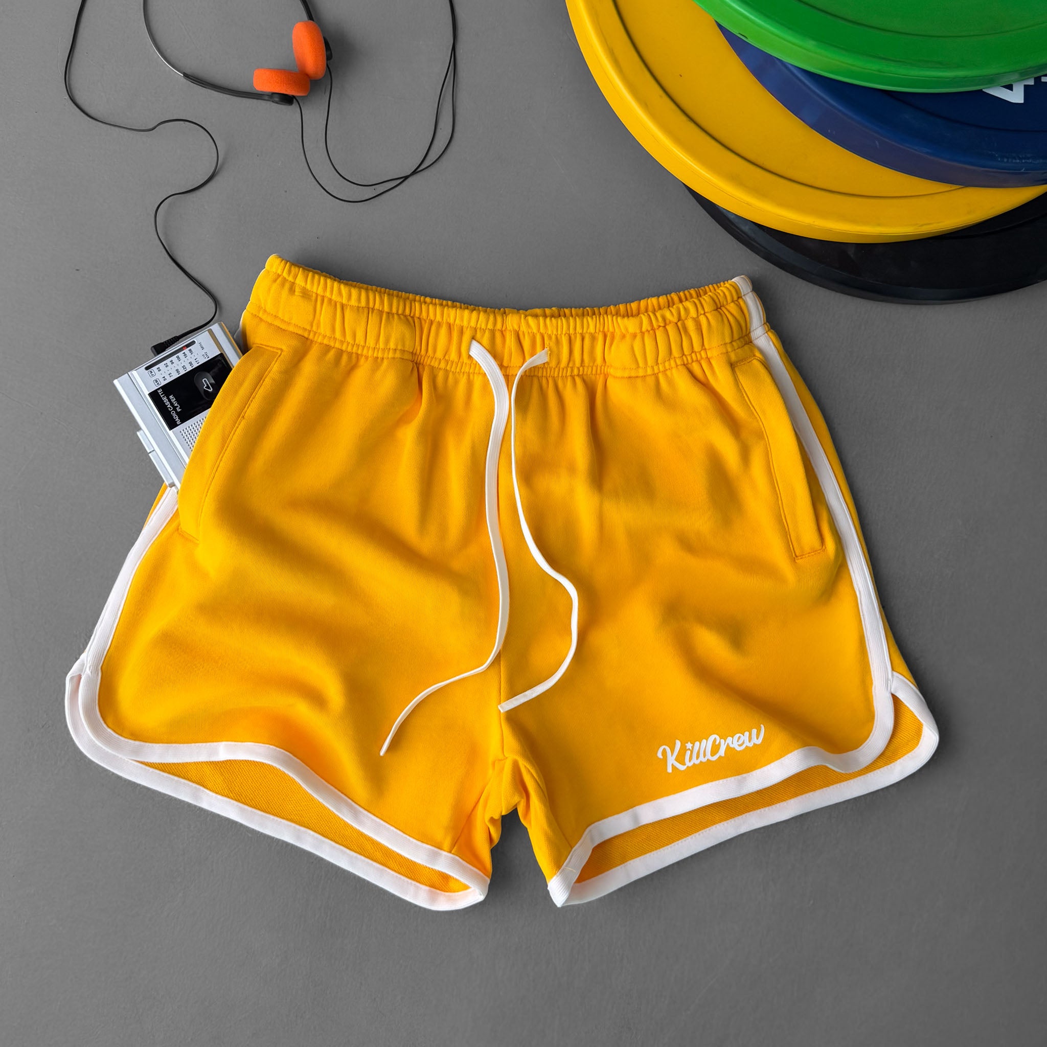 VINTAGE COTTON SHORTS (MID THIGH CUT) - YELLOW