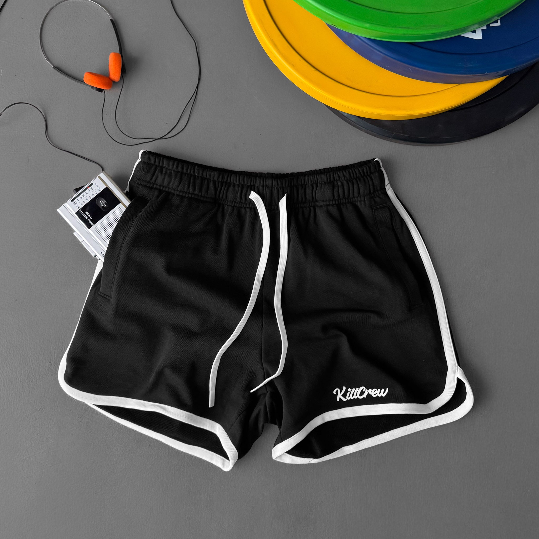 VINTAGE COTTON SHORTS (MID THIGH CUT) - BLACK