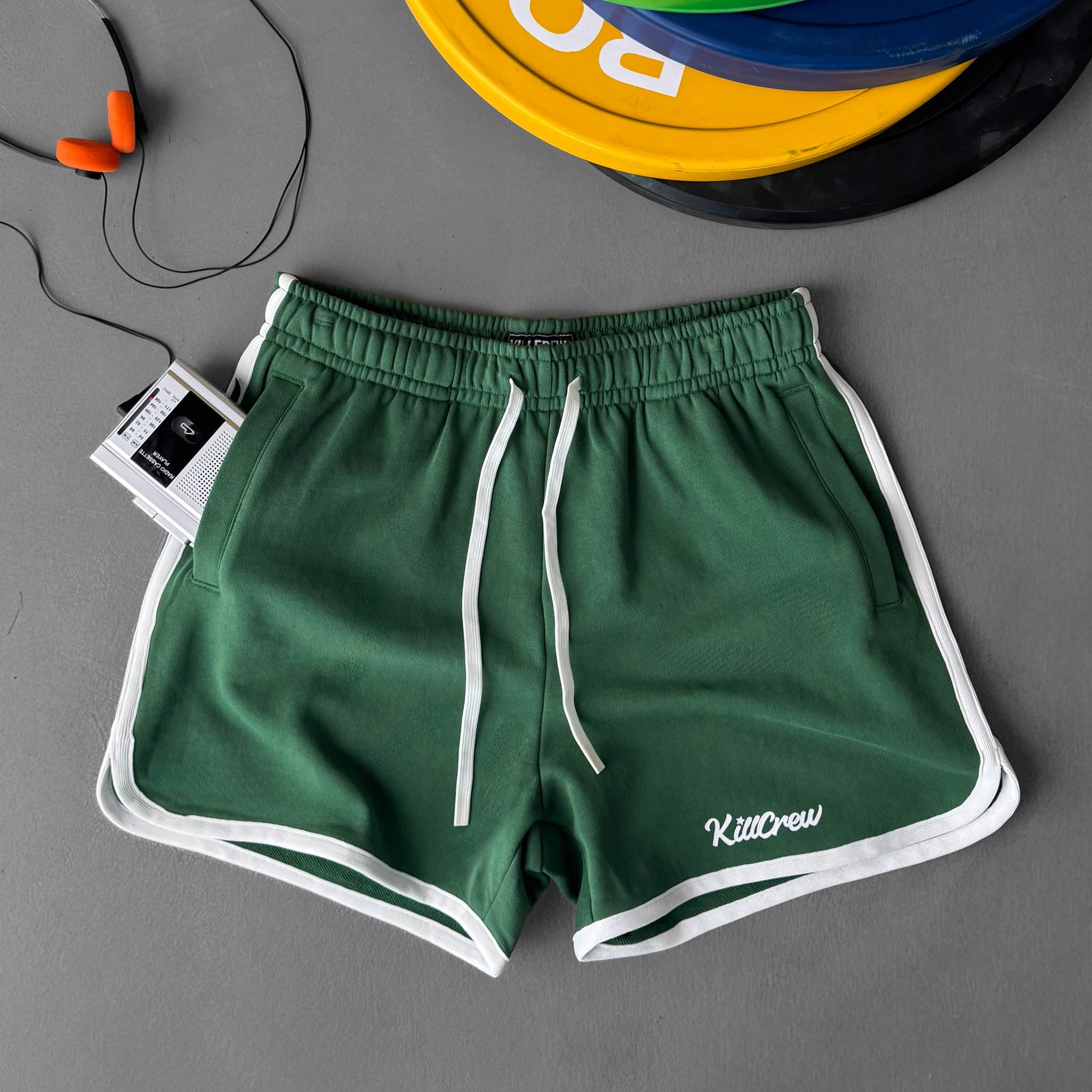 VINTAGE COTTON SHORTS (MID THIGH CUT) - GREEN