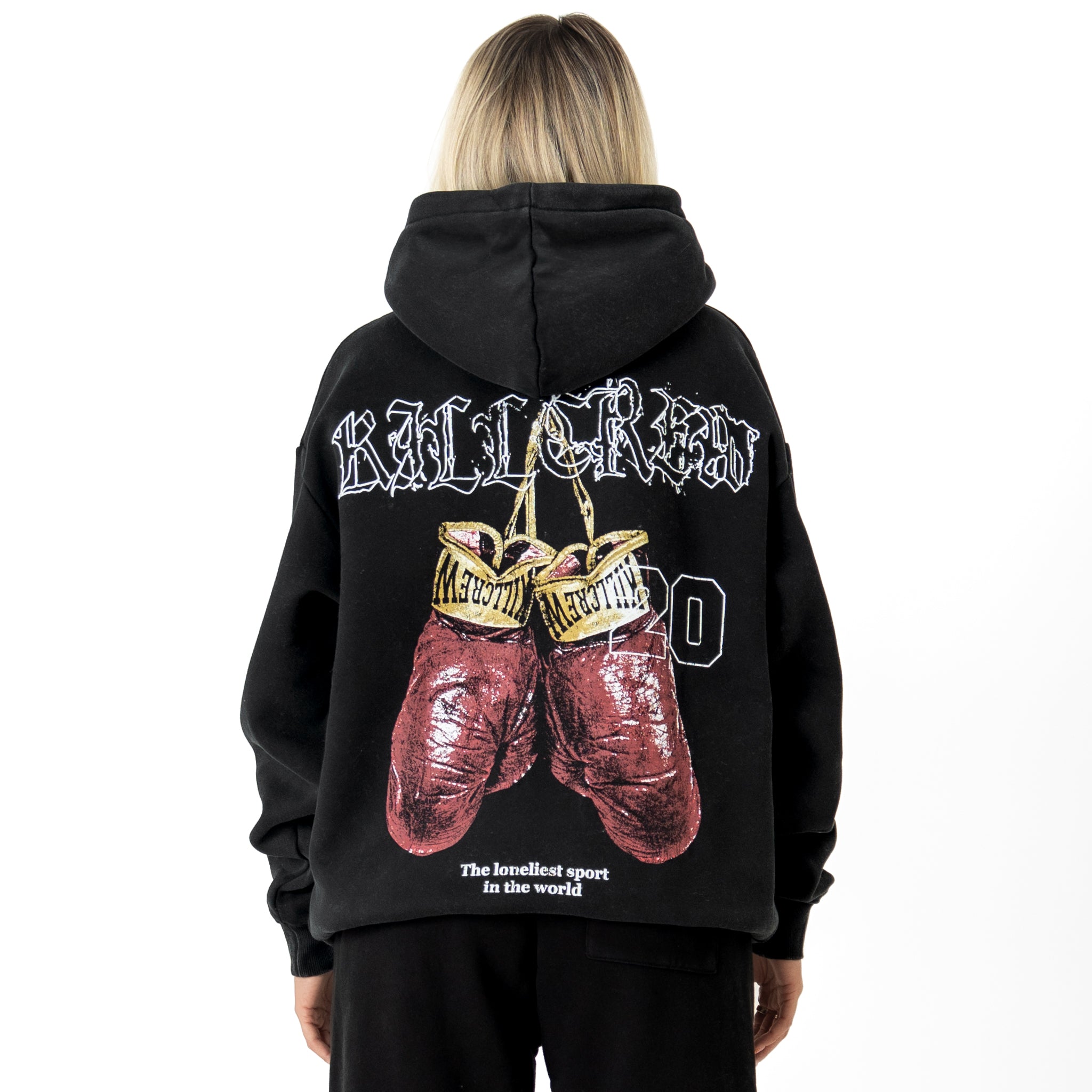 OVERSIZED LUX "VINTAGE BOXING" HOODIE - BLACK