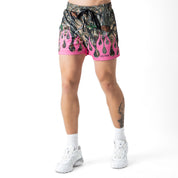 MUAY THAI SHORTS (MID THIGH CUT) WILDFIRE - PINK