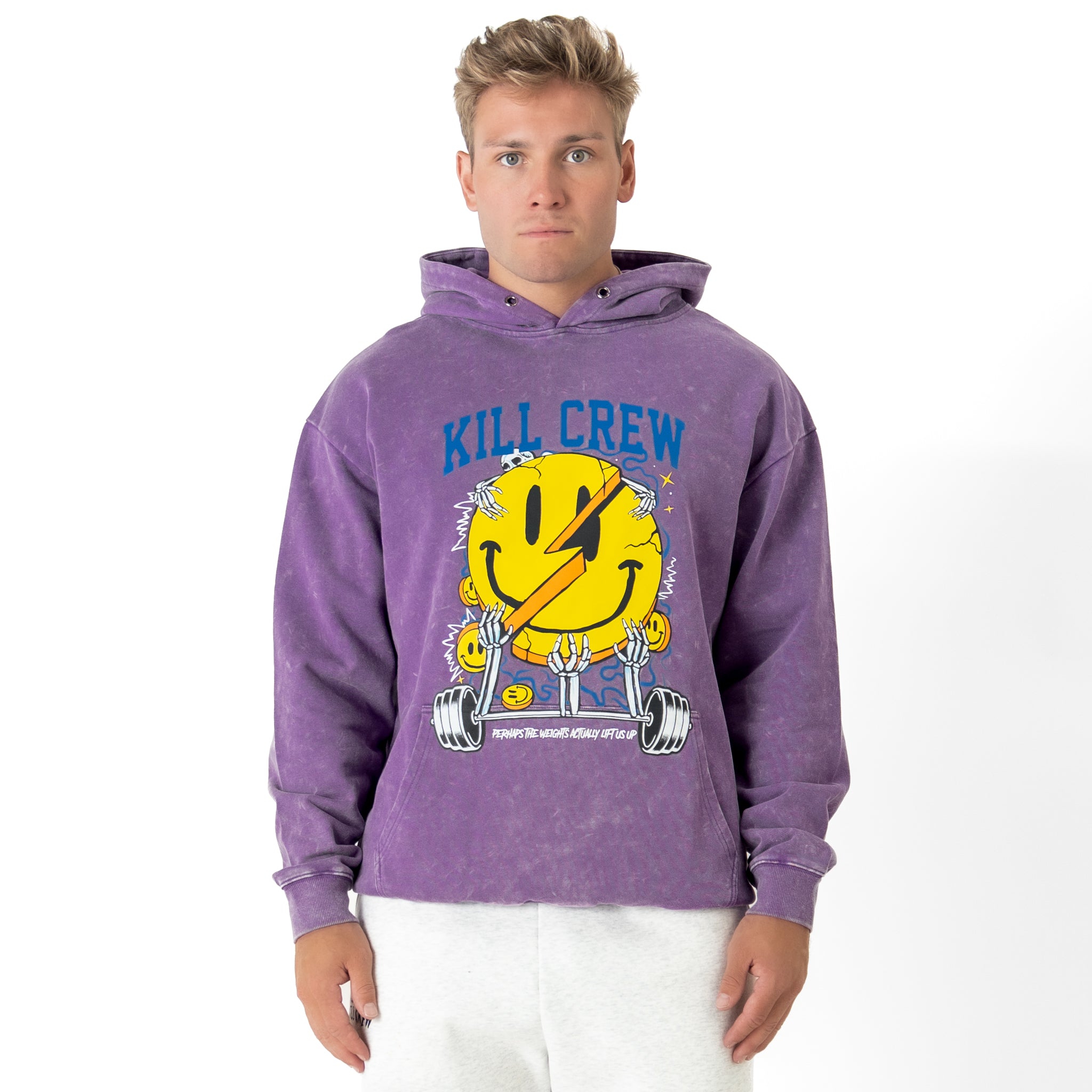 OVERSIZED LUX "WEIGHTS LIFT US UP" HOODIE - PURPLE