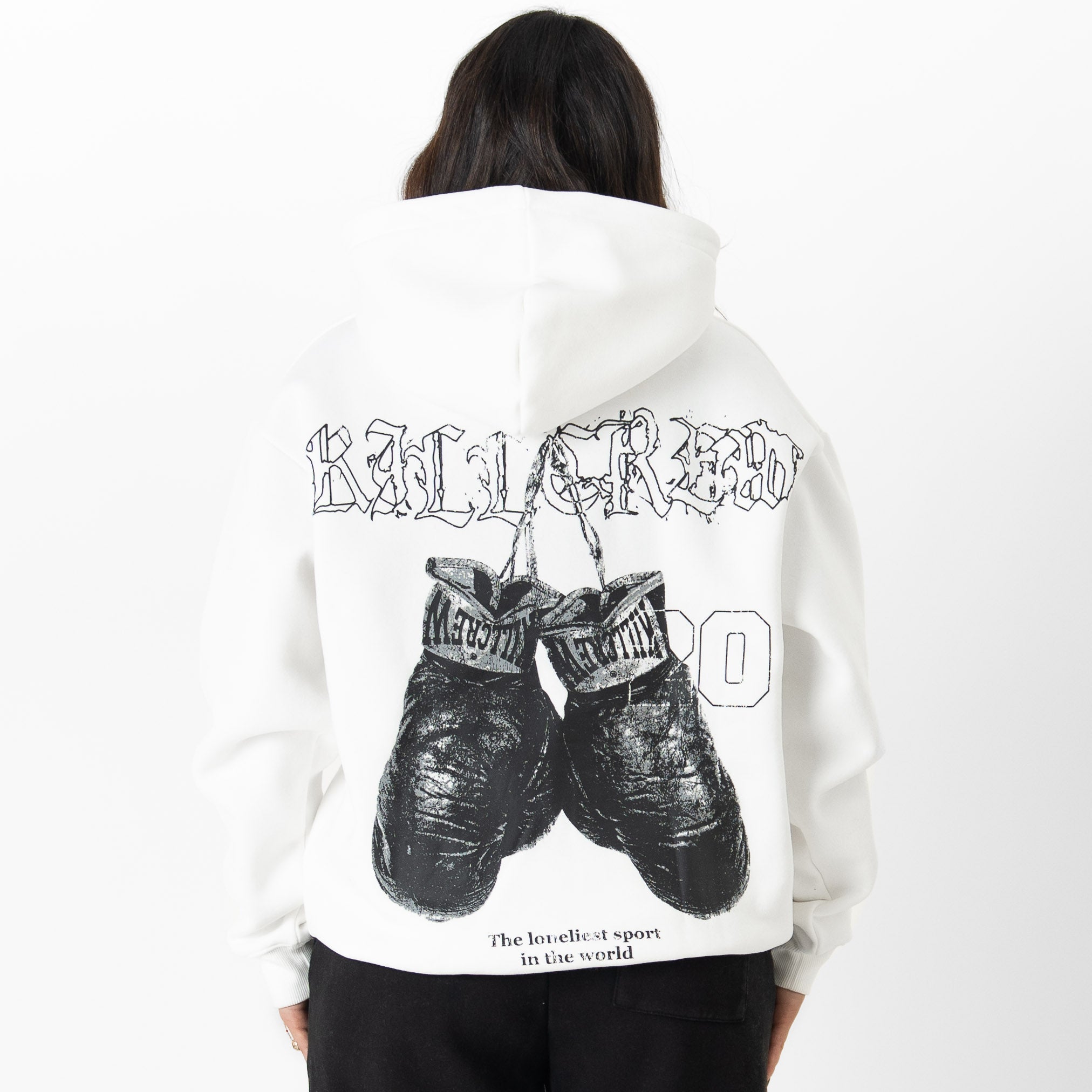 OVERSIZED LUX "VINTAGE BOXING" HOODIE - WHITE