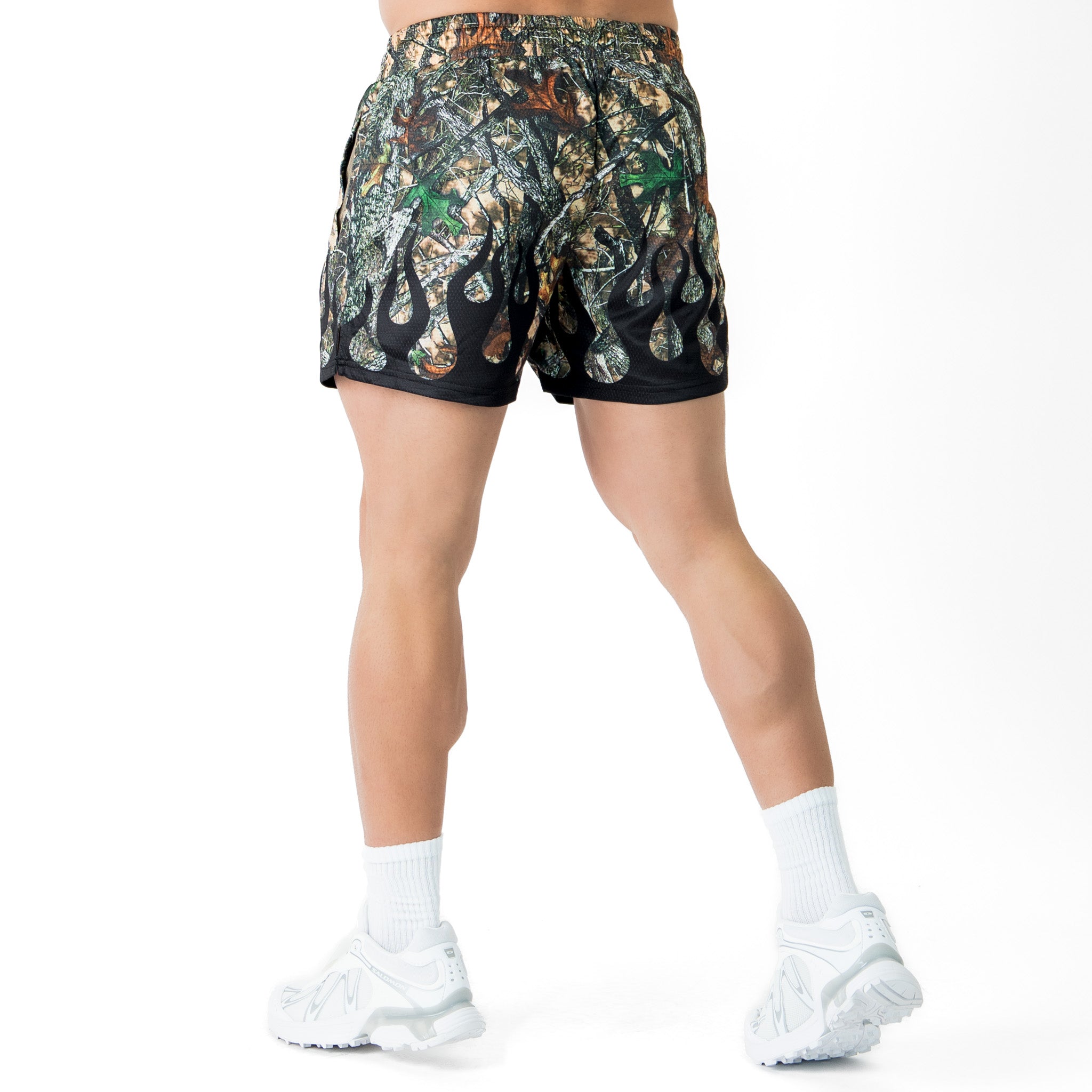 MUAY THAI SHORTS (MID THIGH CUT) WILDFIRE - BLACK