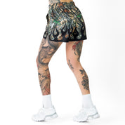 MUAY THAI SHORTS (MID THIGH CUT) WILDFIRE - BLACK