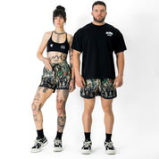 MUAY THAI SHORTS (MID THIGH CUT) WILDFIRE - BLACK