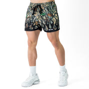 MUAY THAI SHORTS (MID THIGH CUT) WILDFIRE - BLACK