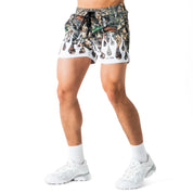 MUAY THAI SHORTS (MID THIGH CUT) WILDFIRE - WHITE
