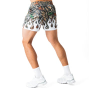 MUAY THAI SHORTS (MID THIGH CUT) WILDFIRE - WHITE
