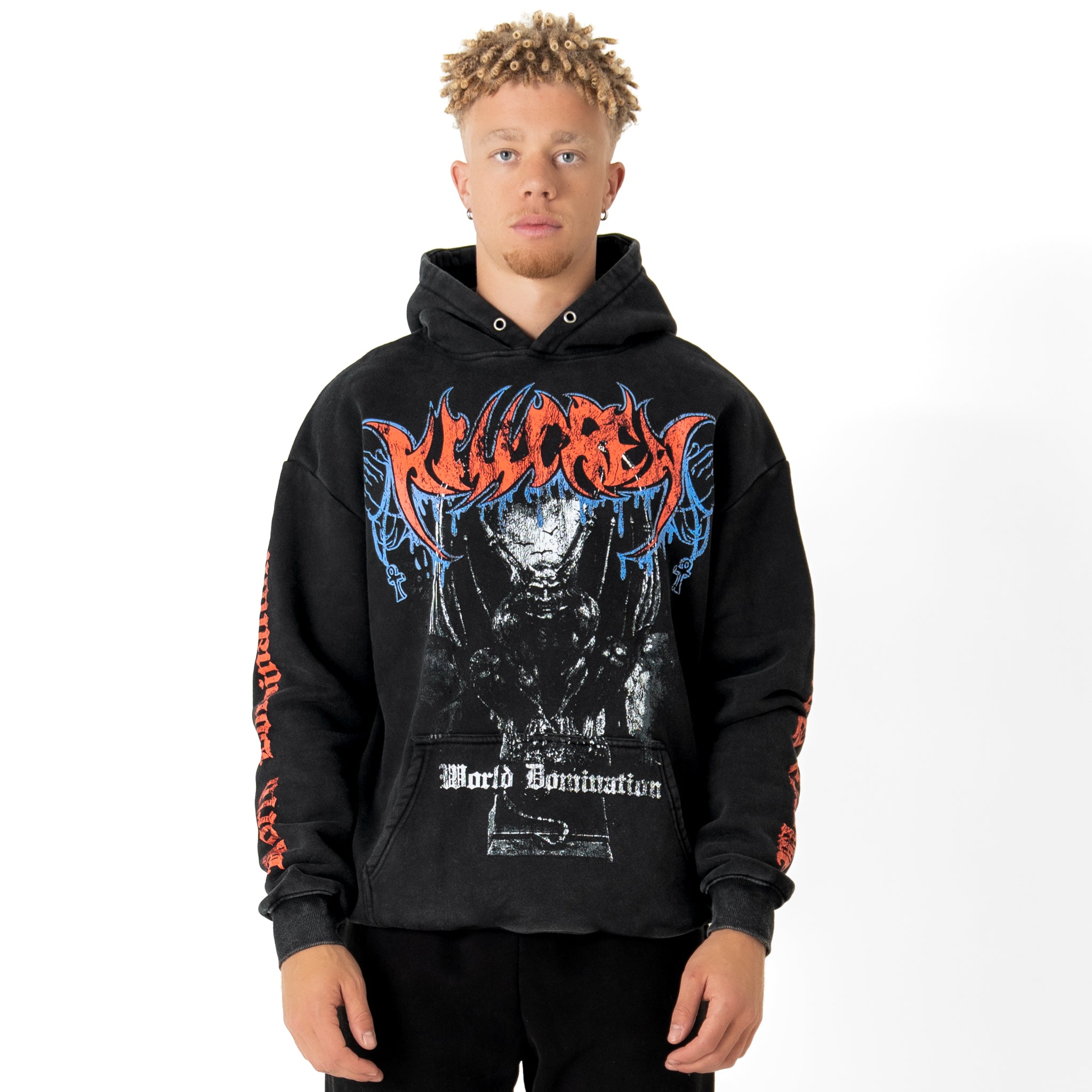 OVERSIZED LUX WORLD DOMINATION HOODIE - BLACK
